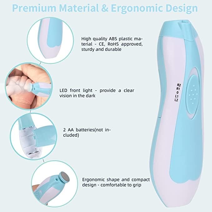 Baby Nail Clipper,Electric Baby Nail Trimmer,Toes Fingernails Care Trimmer with LED Light for Newborn,Kids and Adults(Blue) - Image 2